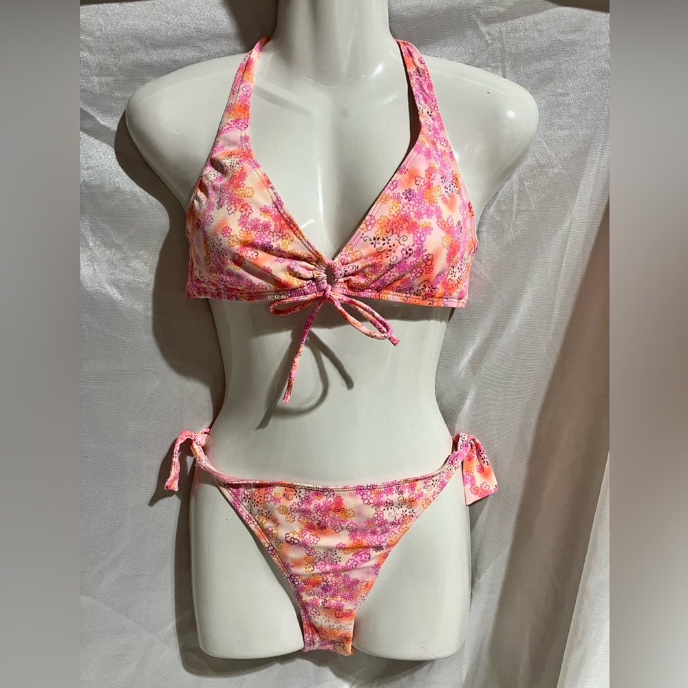 Shades of Pink & Orange Foil ShineTwo Piece Bikini by Daffy Waterwear, as Medium